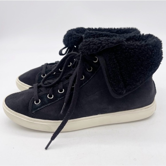 Cole Haan Raven Shearling Lined Black Suede Lace Up High Top Sneaker or Boot - Picture 1 of 10